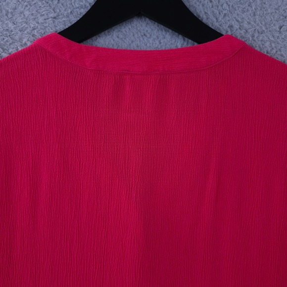 Chicos Shirt Womens 3 US XL Pink Tie Hem Button Up Dolman Sleeve Crinkle Top - Picture 9 of 9